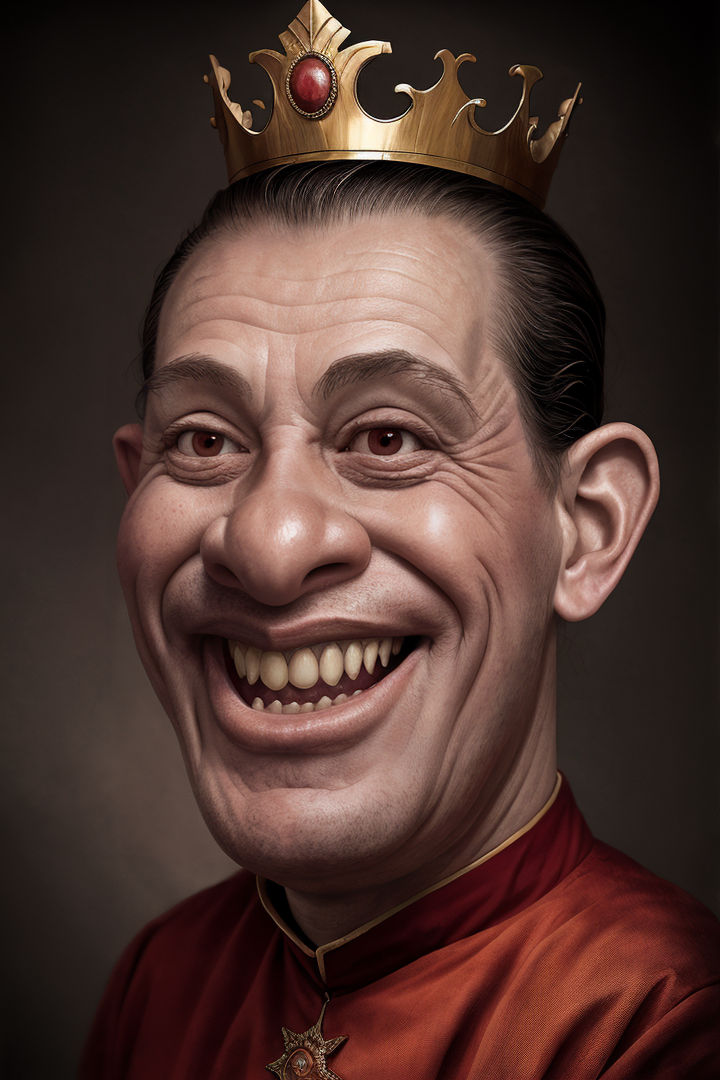 ,(art retouch),
King
,(realistic,fine art parody),(grotesque,caricature:1.2)